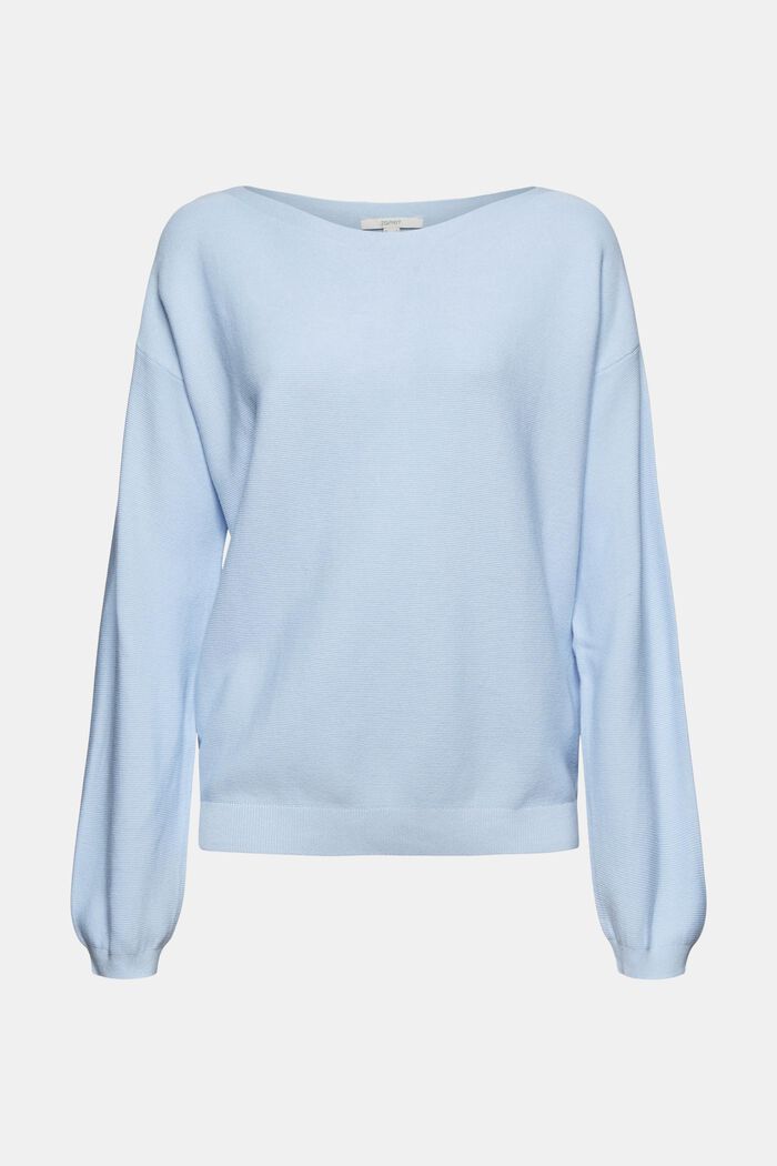 Pletený pulovr ze 100% bio bavlny, PASTEL BLUE, detail image number 0