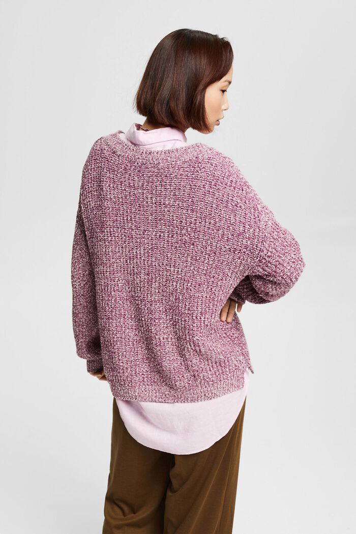 Melírovaný pletený pulovr, směs s bio bavlnou, ROSE, detail image number 3