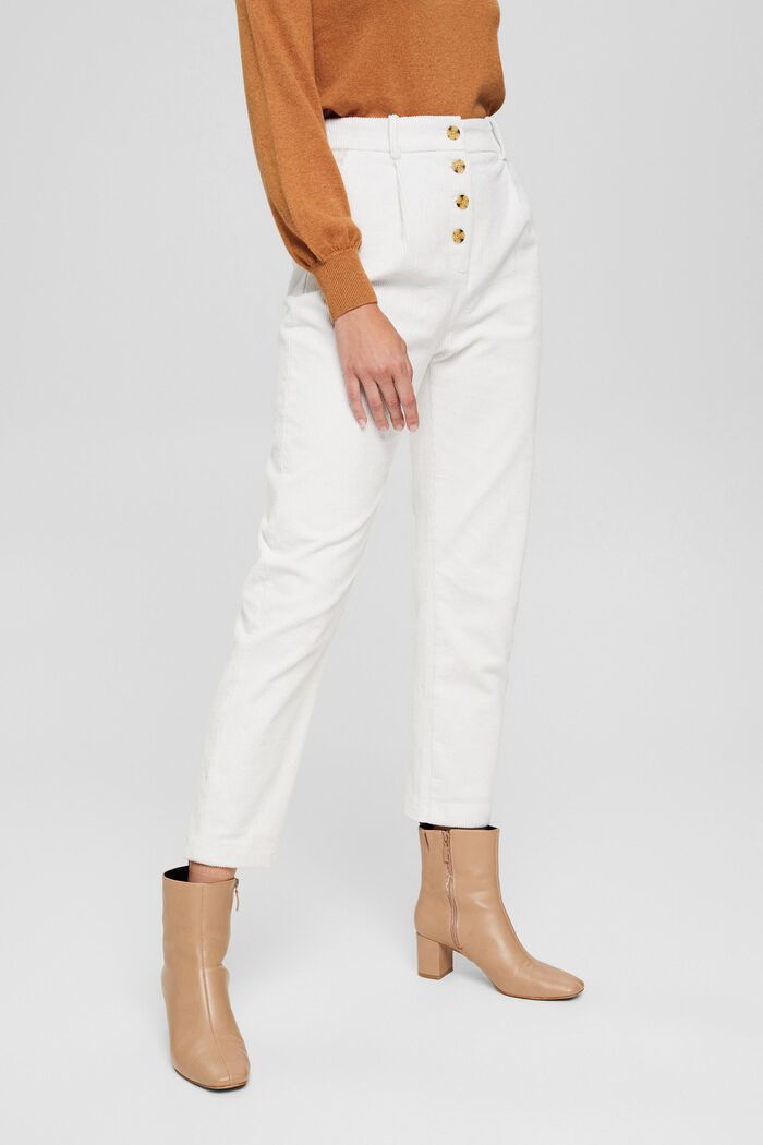 Manšestrové kalhoty s kalhotovým rozparkem na knoflíky, ze 100% bavlny, ICE, detail image number 0