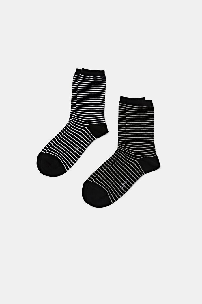 2 páry ponožek z hrubé pruhované pleteniny, BLACK, detail image number 0