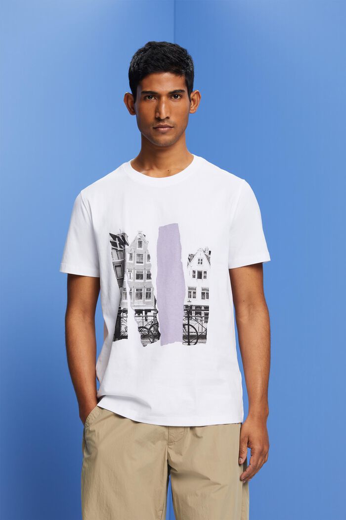 Tričko s kulatým výstřihem ke krku a s potiskem, 100% bavlna, WHITE, detail image number 0