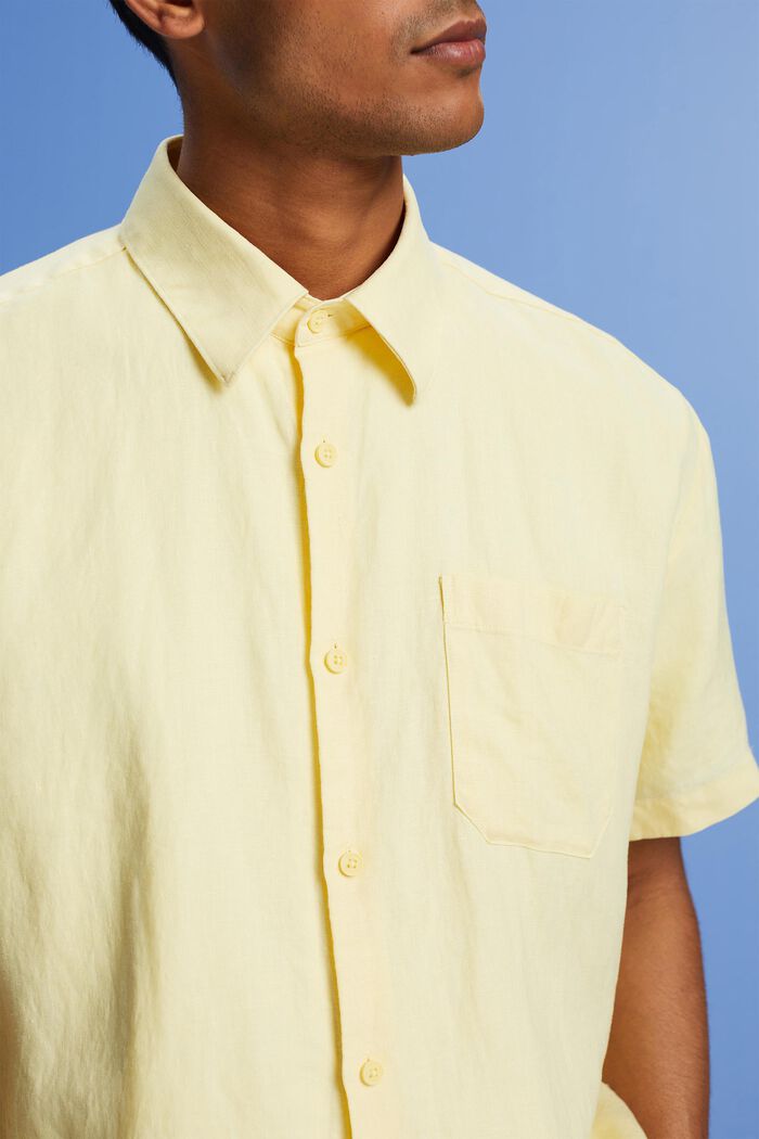Lněná košile s propínacím límcem, LIGHT YELLOW, detail image number 2