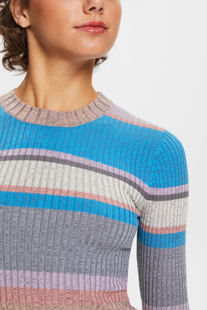 Pruhovaný pulovr z žebrové pleteniny, LENZING™ ECOVERO™, BLUE, detail image number 2
