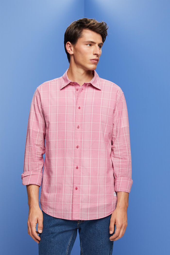 Lehká kostkovaná košile, 100% bavlna, DARK PINK, detail image number 0