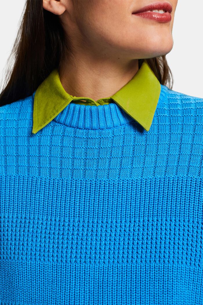 Strukturovaný pulovr s kulatým výstřihem, BLUE, detail image number 3