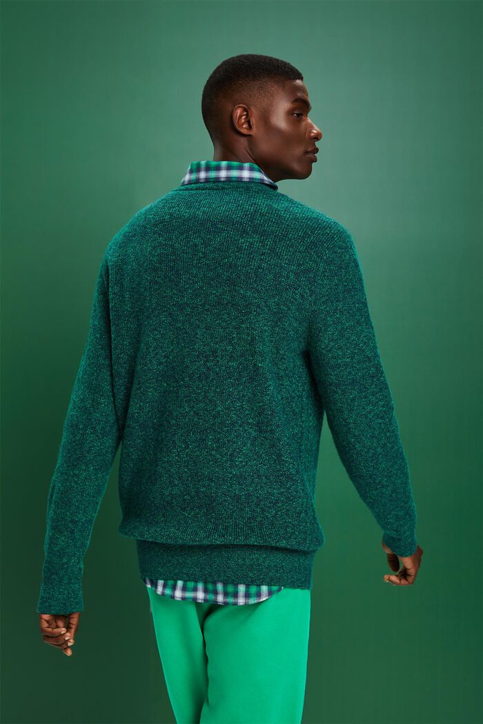 Melírovaný copánkový pulovr s kulatým výstřihem, GREEN, detail image number 3