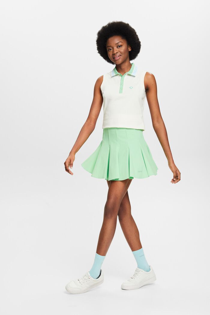 Skládaná rozšiřující se mini sukně se šortkami, LIGHT GREEN, detail image number 1