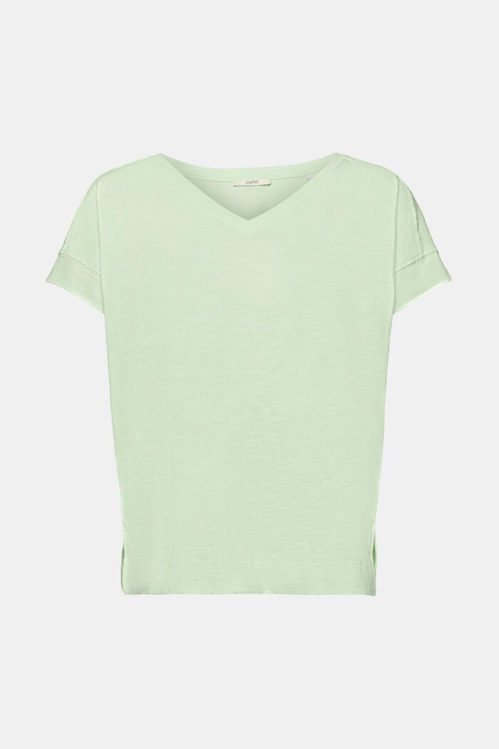 Bavlněné tričko s výstřihem do V, CITRUS GREEN, detail image number 5