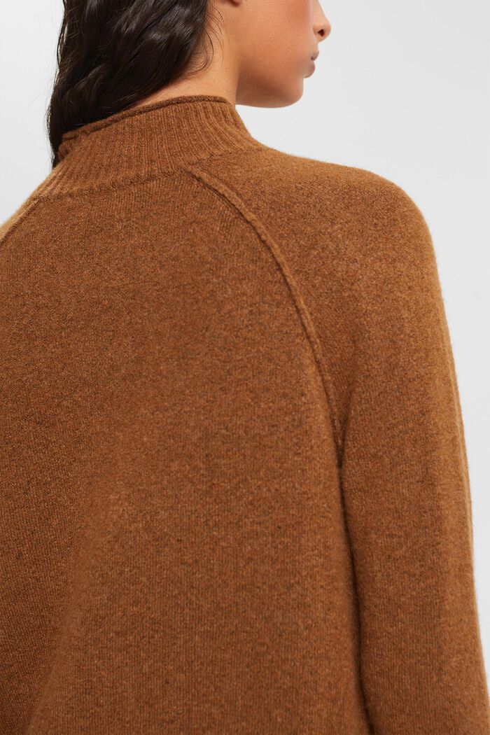 Pletený pulovr, směs s vlnou, krátký rolákový límec, TOFFEE, detail image number 0