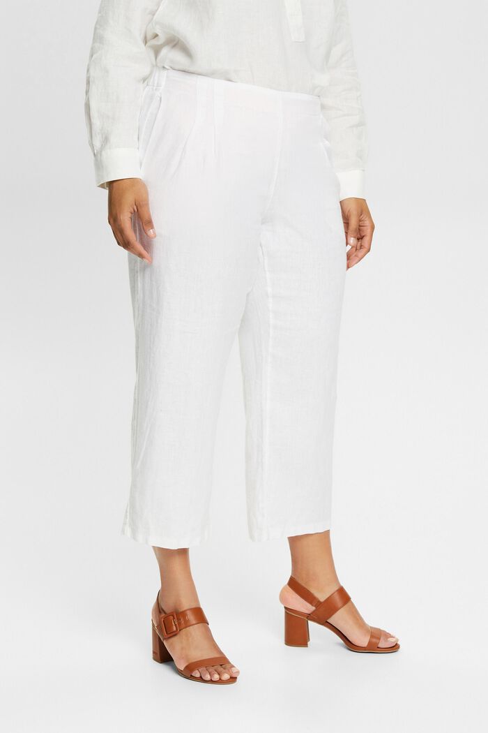 CURVY kalhotová sukně ze 100% lnu, WHITE, detail image number 0