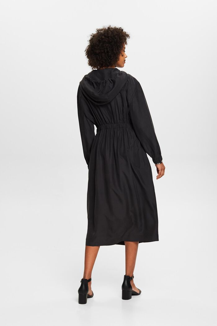 Seprané midi šaty z hedvábné padákoviny, BLACK, detail image number 3