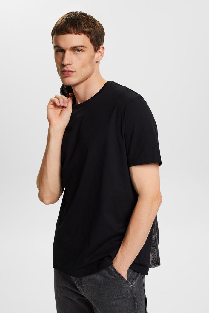 Tričko s kulatým výstřihem, žerzej z bavlny pima, BLACK, detail image number 0