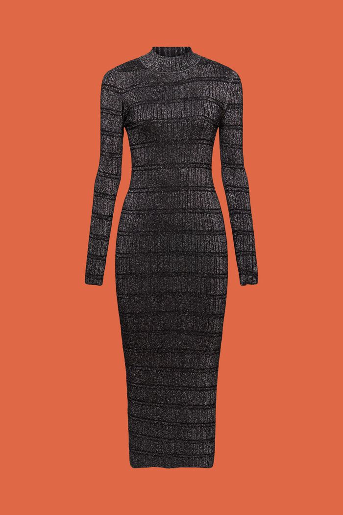 Midi šaty z pleteniny z příze lamé, BLACK, detail image number 6