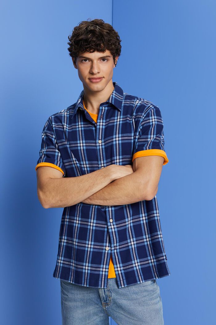 Károvaná košile s krátkým rukávem, DARK BLUE, detail image number 0