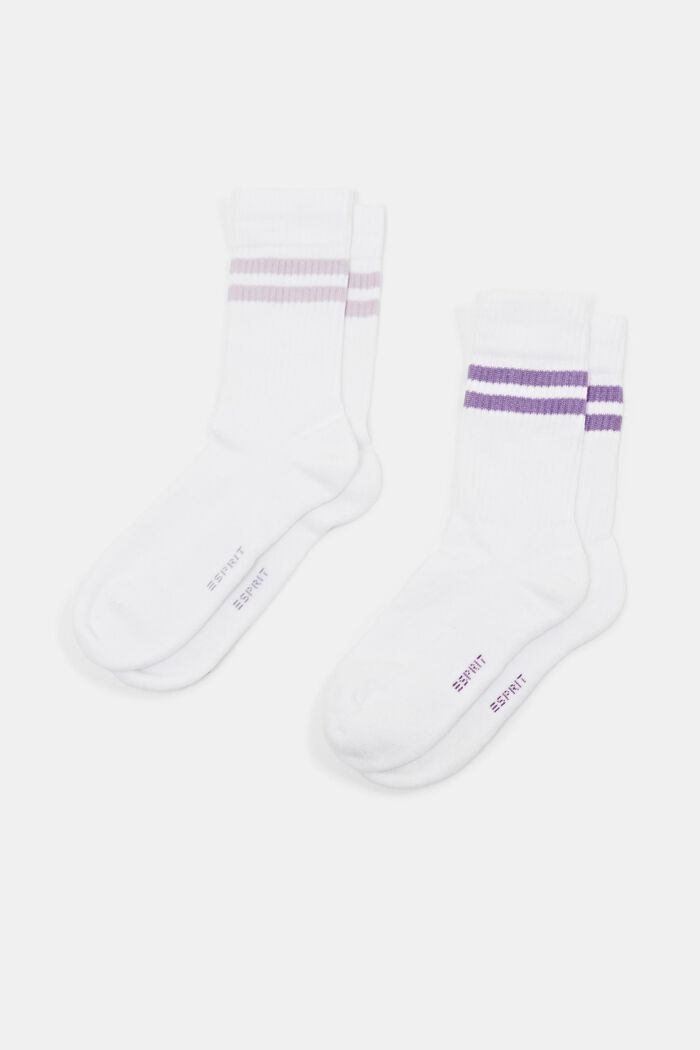 Pruhované tenisové ponožky, 2 páry v balení, OFF WHITE COLORWAY, detail image number 0