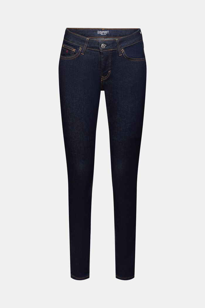 Z recyklovaného materiálu: skinny džíny se střední výškou pasu, BLUE RINSE, detail image number 7