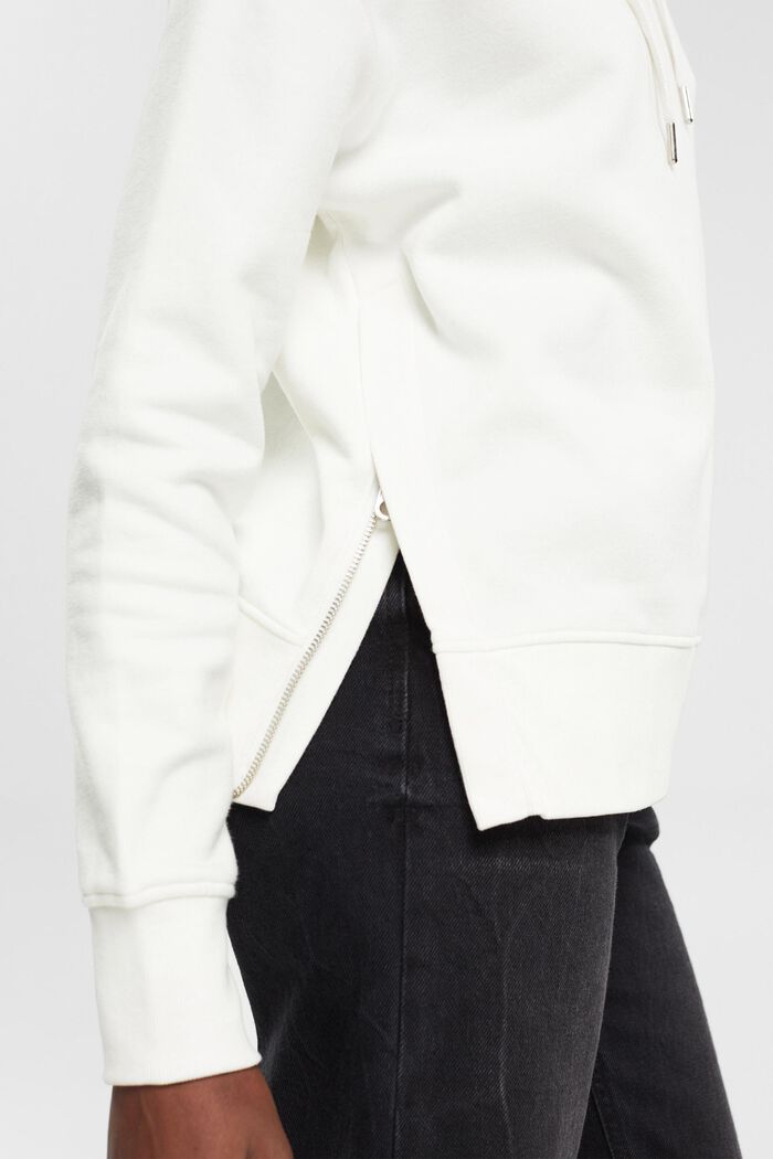 Mikina s kapucí a bočním zipem, OFF WHITE, detail image number 4
