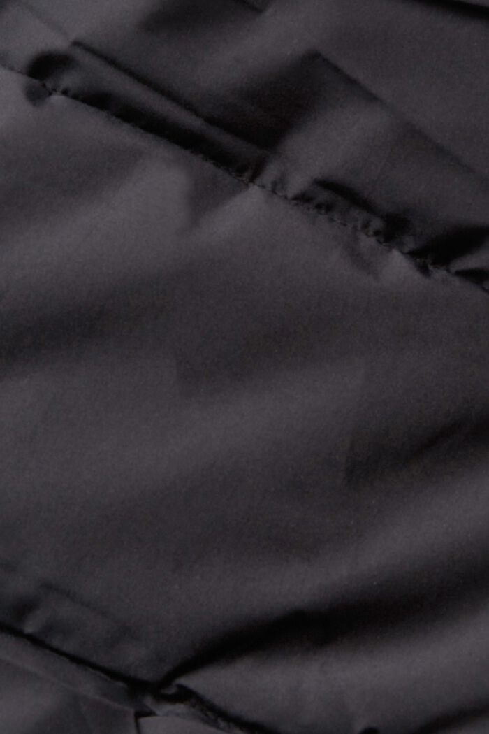 Prošívaný kabát s detaily z žebrové pleteniny, BLACK, detail image number 4