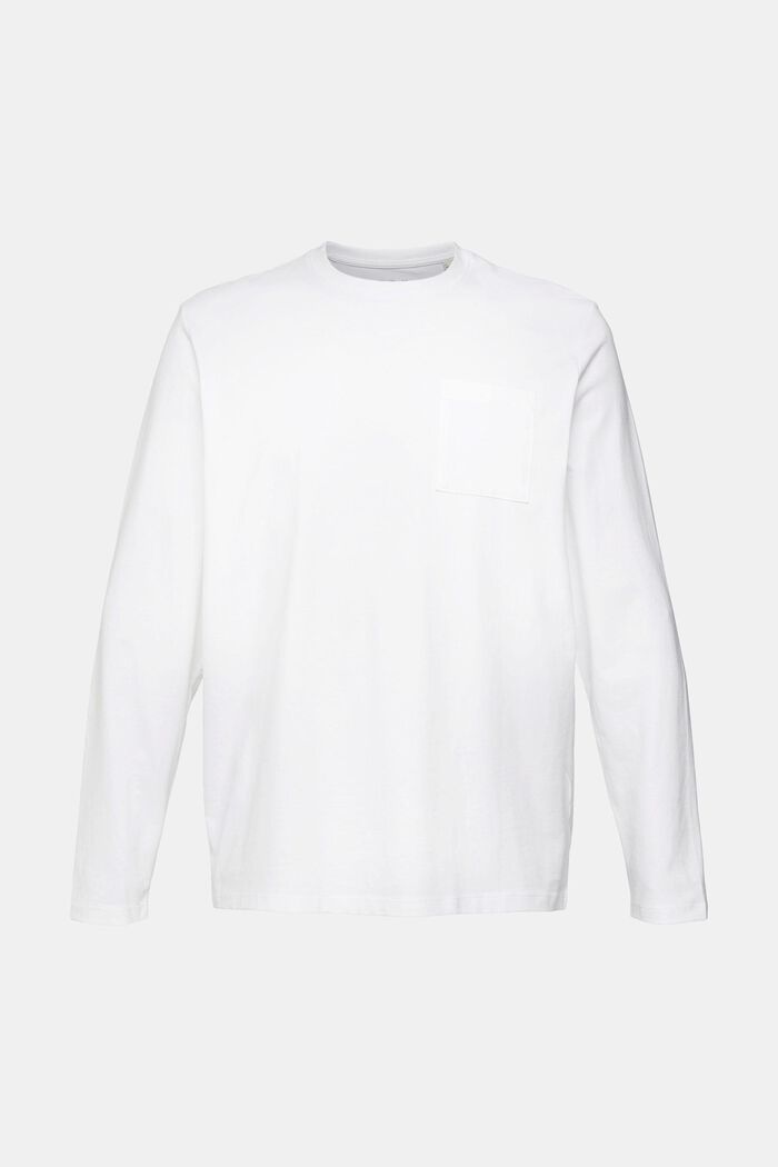 Žerzejové tričko s dlouhým rukávem, 100 % bavlna, WHITE, overview
