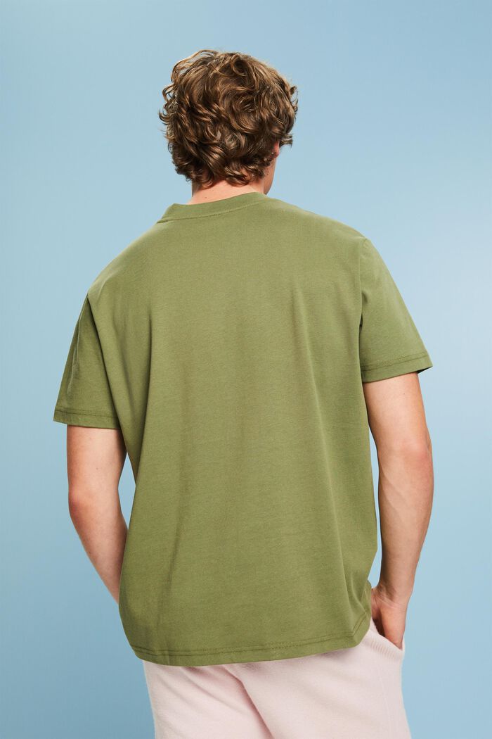 Unisex tričko s logem, z bavlněného žerzeje, OLIVE, detail image number 2