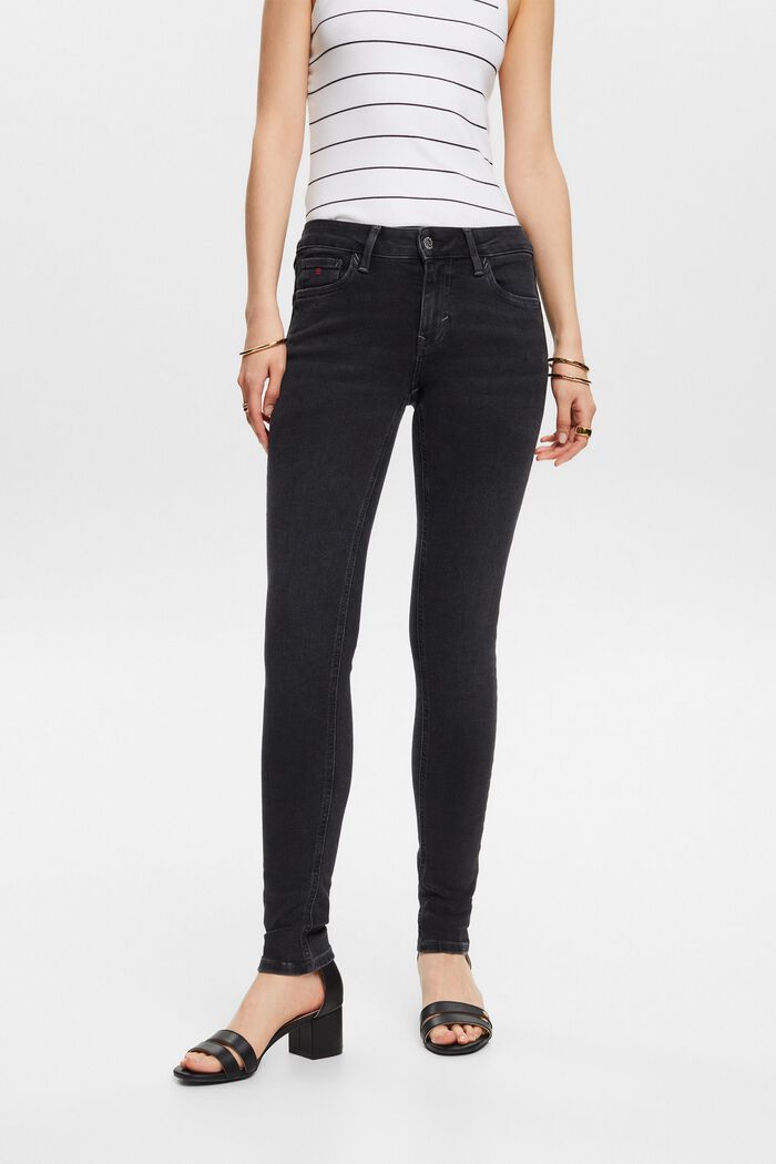 Skinny džíny se střední výškou pasu, BLACK RINSE, detail image number 0