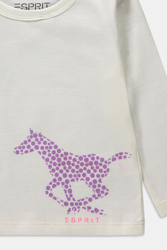 Tričko s dlouhým rukávem, motiv koně, bio bavlna, DUSTY NUDE, detail image number 2