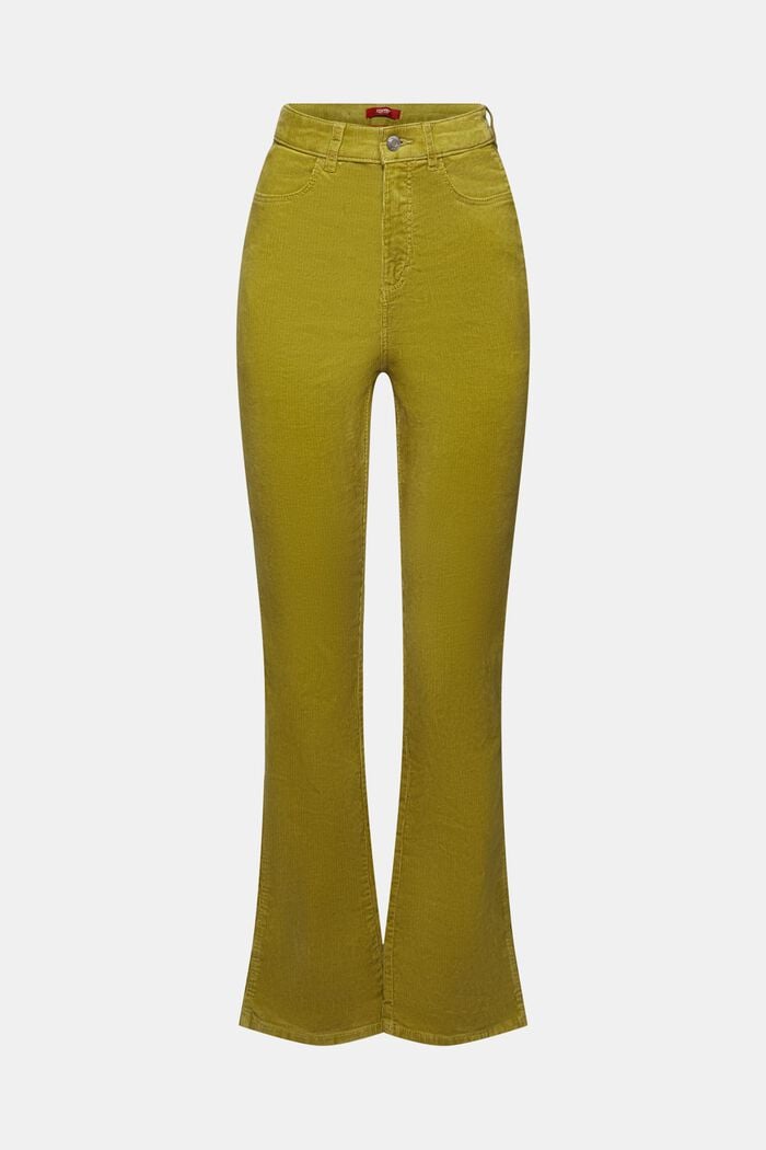 Manšestrové kalhoty s bootcut střihem a vysokým pasem, PISTACHIO GREEN, detail image number 5