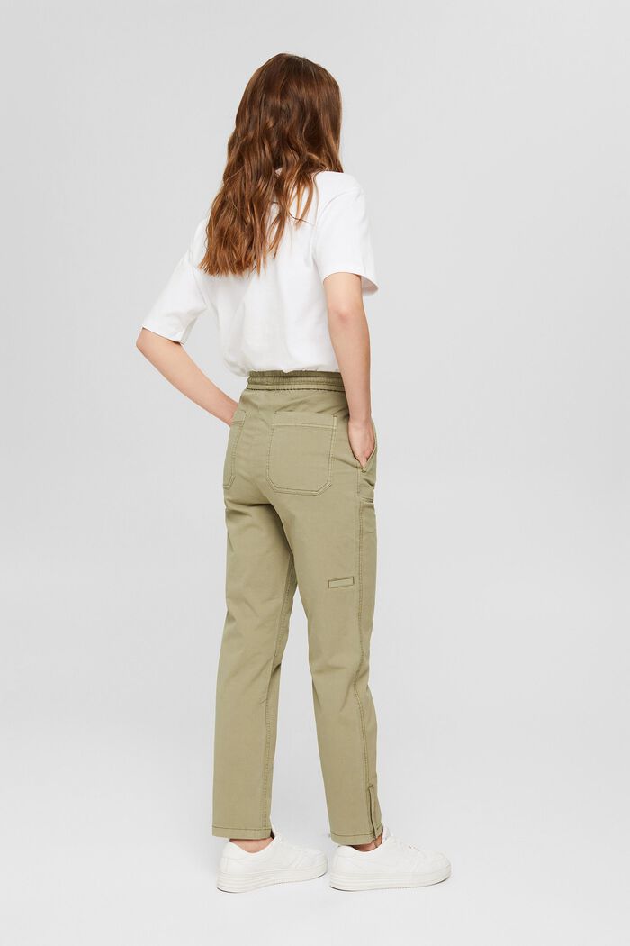 Strečové kalhoty s pasem na gumu, bio bavlna, LIGHT KHAKI, detail image number 3