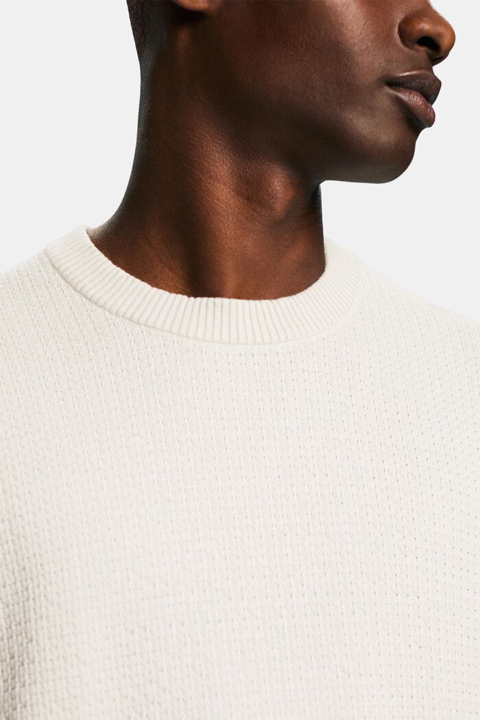 Strukturovaný pulovr s kulatým výstřihem, OFF WHITE, detail image number 3