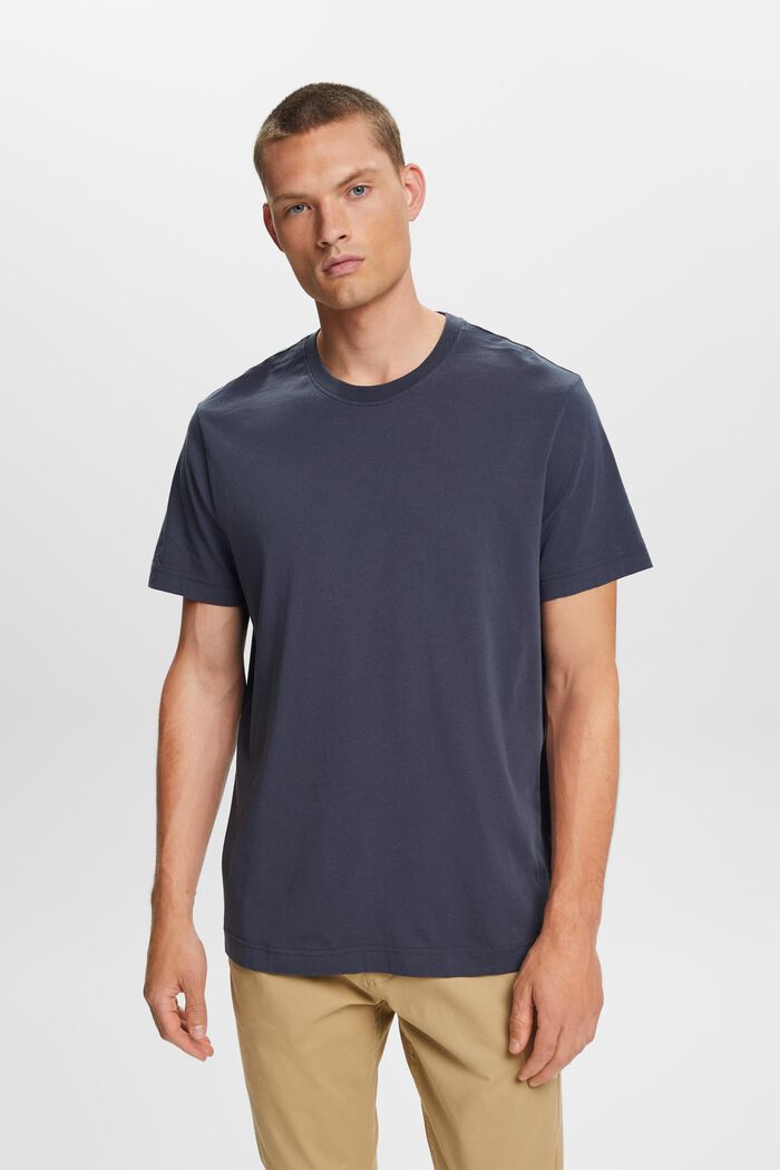 Žerzejové tričko s kulatým výstřihem, 100% bavlna, PETROL BLUE, detail image number 0