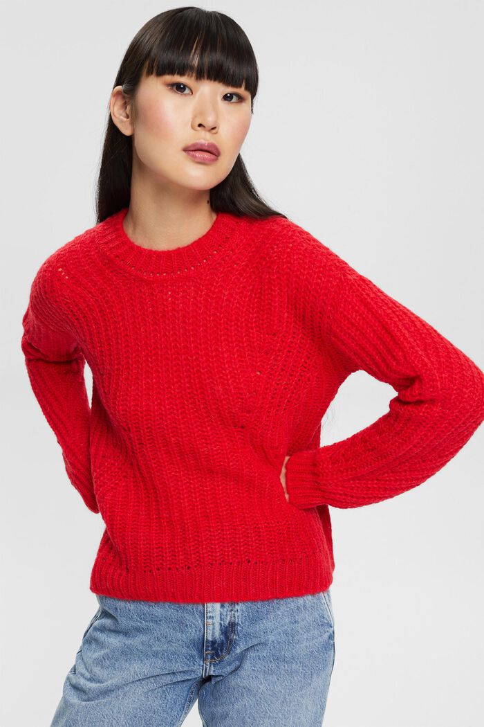 S alpakou: Pletený pulovr, RED, detail image number 4