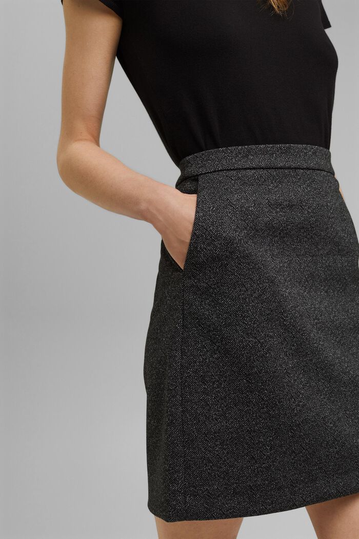Mix + match HERRINGBONE sukně v áčkové linii, BLACK, detail image number 2
