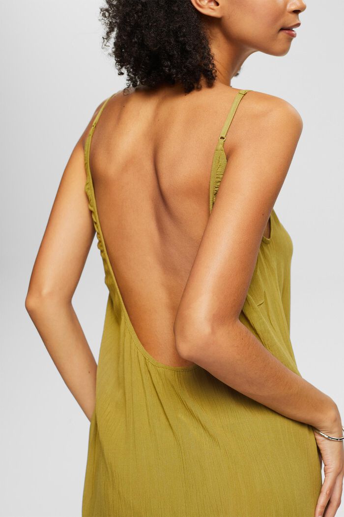 Maxi šaty z vláken LENZING™ ECOVERO™, OLIVE, detail image number 4