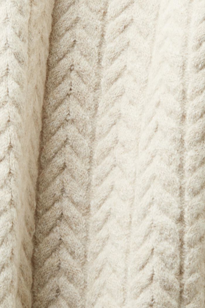 Melírovaný copánkový pulovr s kulatým výstřihem, OFF WHITE, detail image number 5