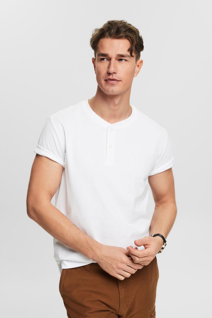 Žerzejové tričko henley, WHITE, detail image number 0