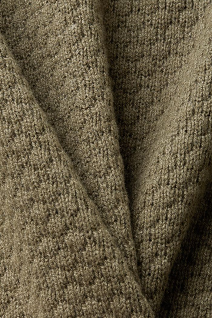 Texturovaný pletený pulovr, směs s bavlnou, KHAKI GREEN, detail image number 5