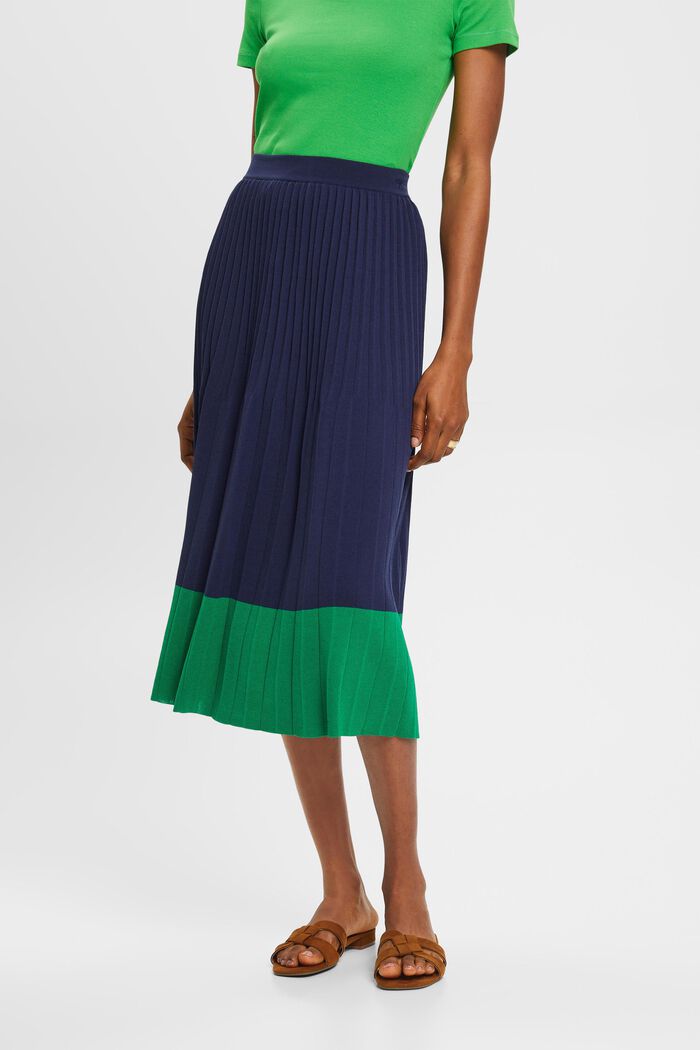 Plisovaná midi sukně, NAVY, detail image number 0