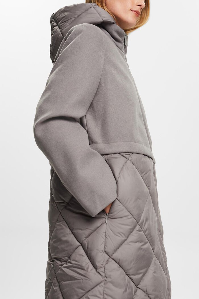 Kabát s kapucí ze směsového materiálu, LIGHT GREY, detail image number 4