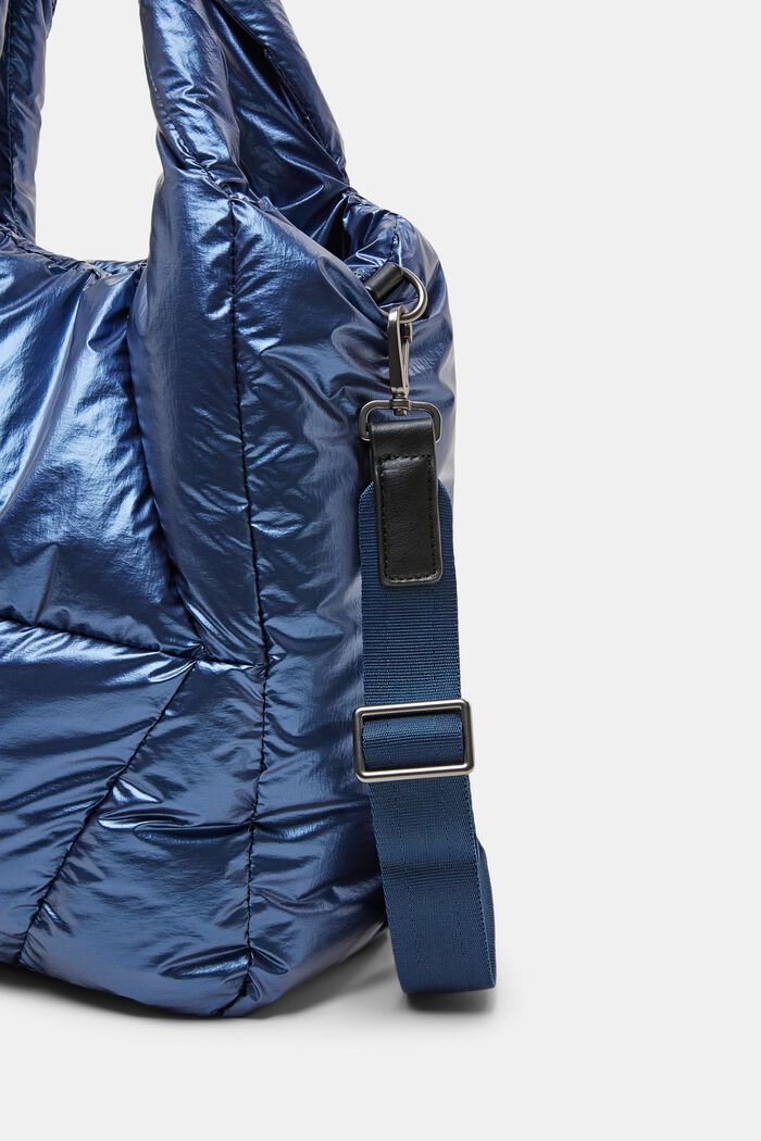 Péřová kabelka tote s metalickým efektem, DARK BLUE, detail image number 1