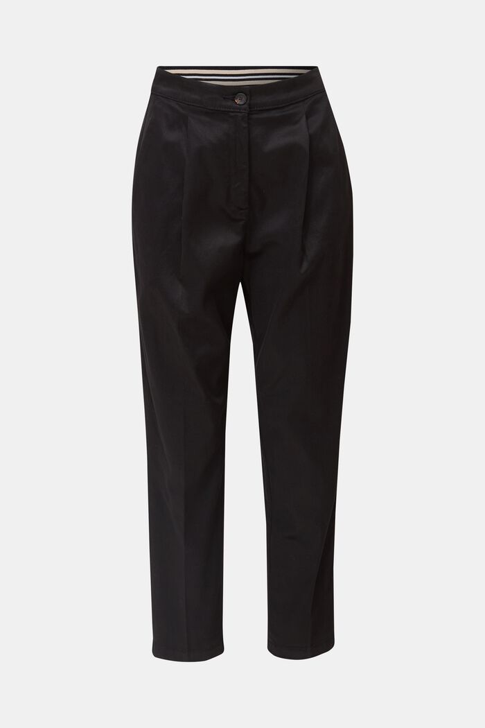 S materiálem TENCEL™: kalhoty se sklady v pase, BLACK, detail image number 0