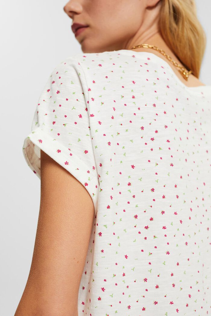 Tričko s květovaným potiskem, OFF WHITE, detail image number 0