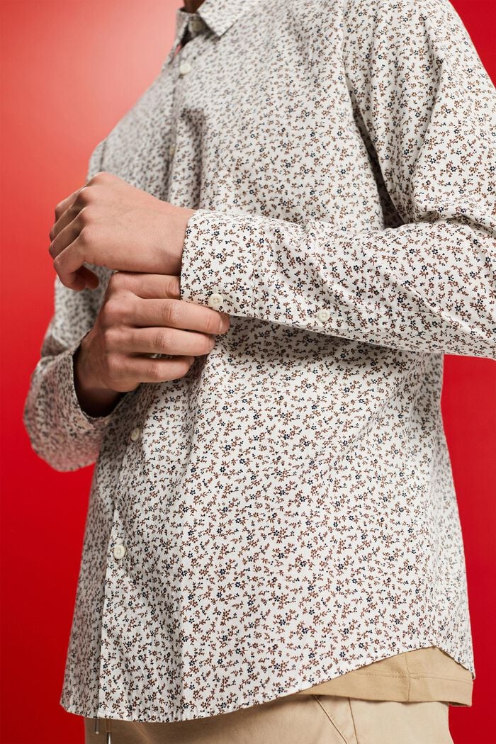 Vzorovaná bavlněná košile Slim Fit, OFF WHITE, detail image number 2