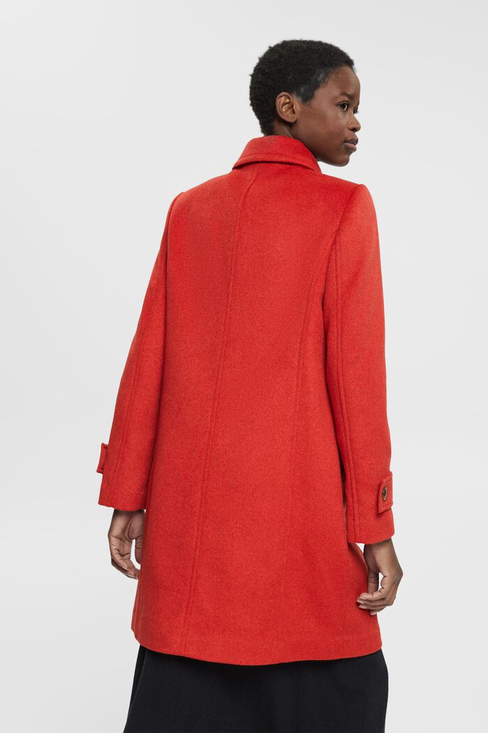 Dvouřadý kabát z vlněné směsi, ORANGE RED, detail image number 3