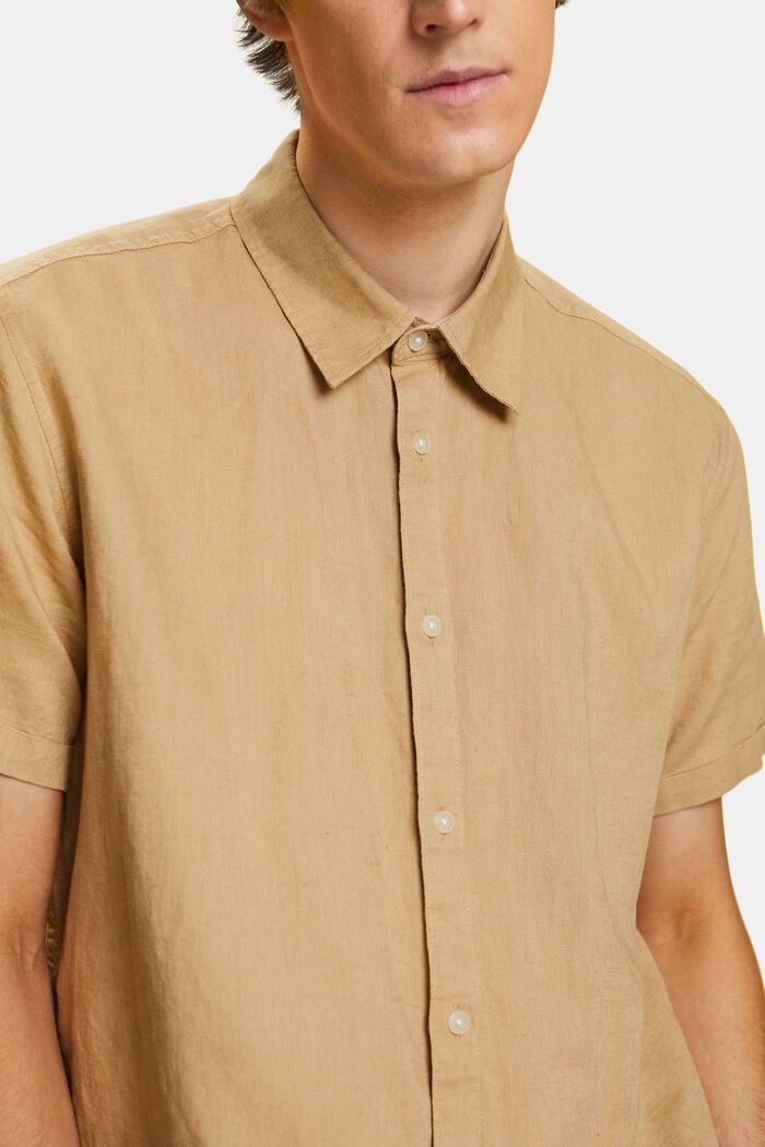 Košile, krátký rukáv, směs s bavlnou a lnem, BEIGE, detail image number 2