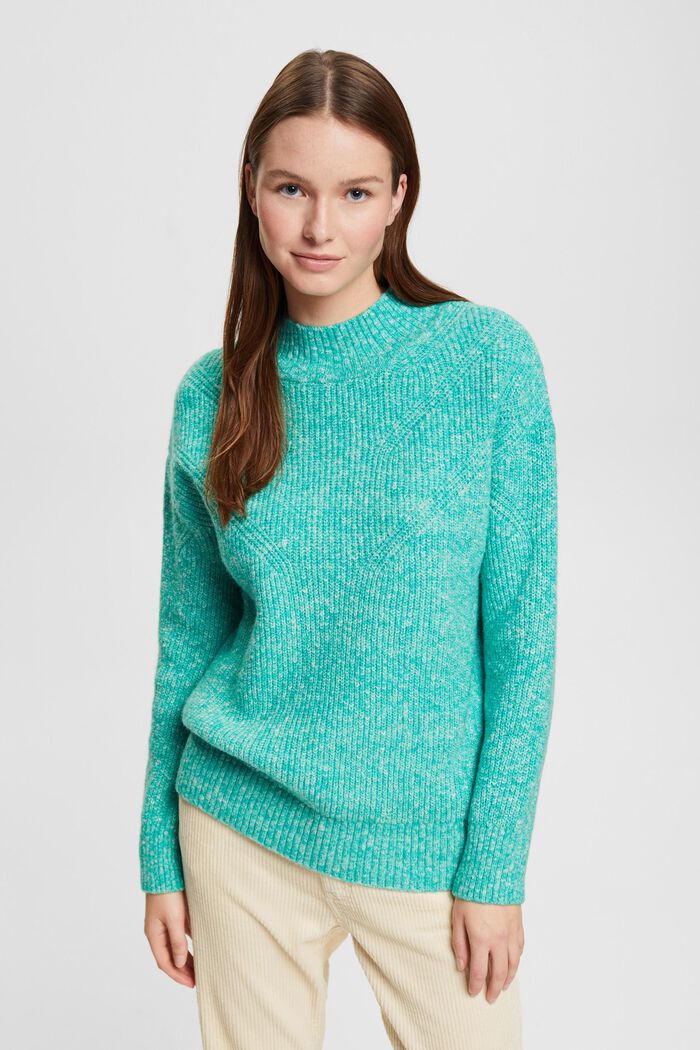 Pletené pulovr z příze Mouliné, LIGHT GREEN, detail image number 0