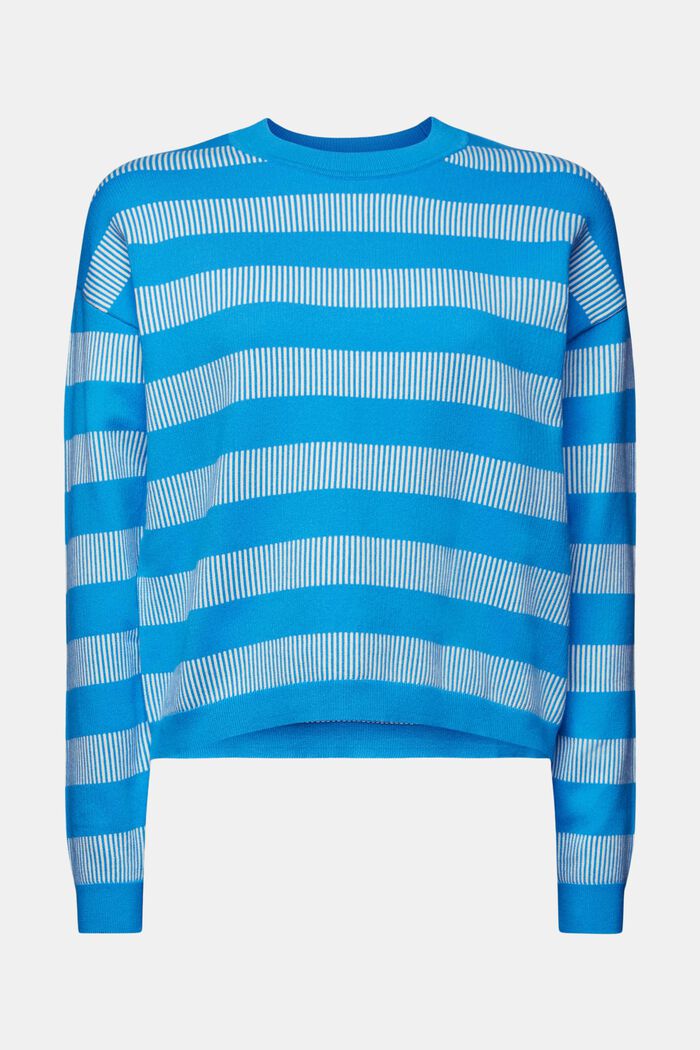 Pruhovaný žakárový pulovr s kulatým výstřihem, BLUE, detail image number 6