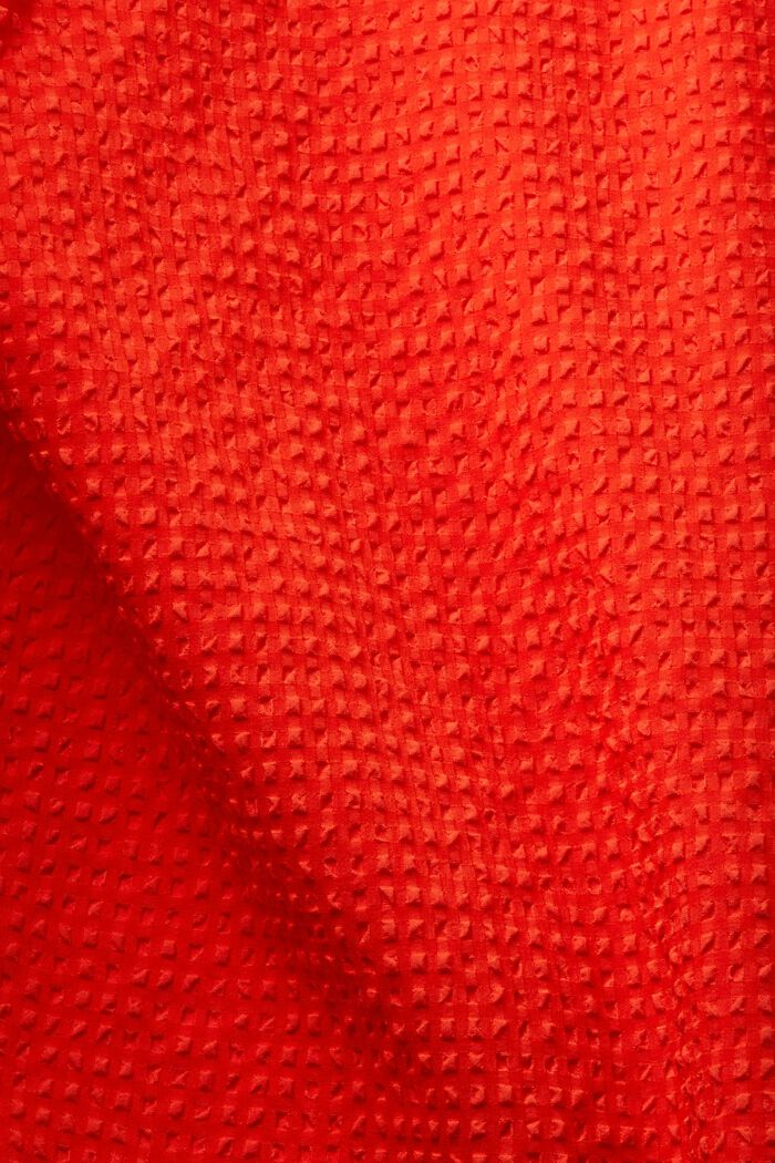 Halenka s nabíranými rukávy, z materiálu seersucker, ORANGE RED, detail image number 4