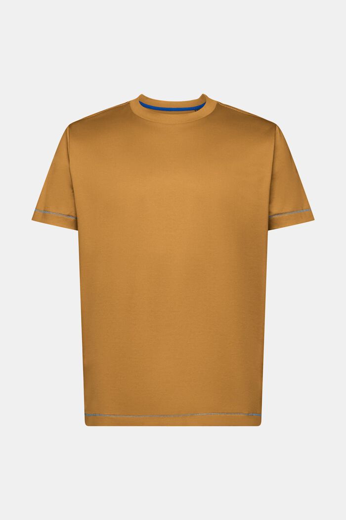 Žerzejové tričko s kulatým výstřihem, 100% bavlna, TOFFEE, detail image number 6