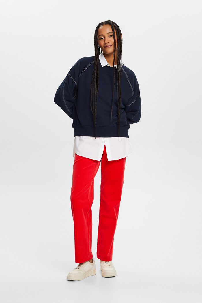 Manšestrové kalhoty s rovným straight střihem a vysokým pasem, RED, detail image number 5