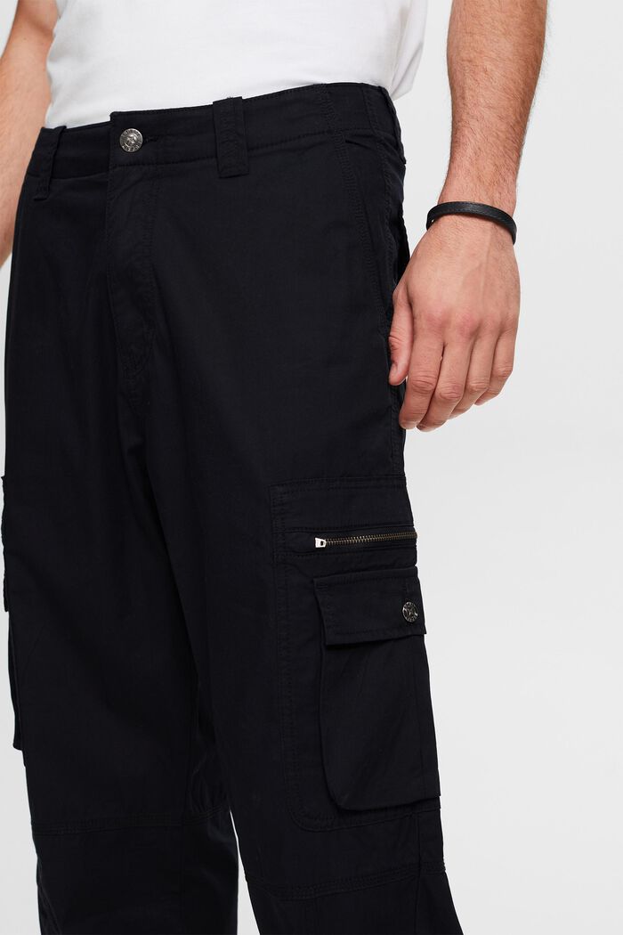 Keprové cargo kalhoty s rovnými nohavicemi, BLACK, detail image number 4